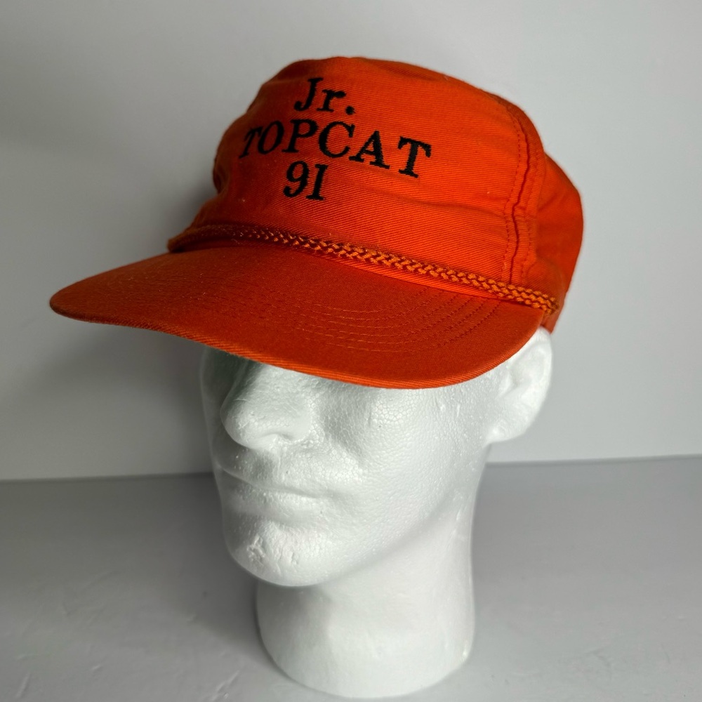 Cherokee Cap Co Vintage Florescent Orange Trucker Hat “Jr. TopCat 91” Adjustable